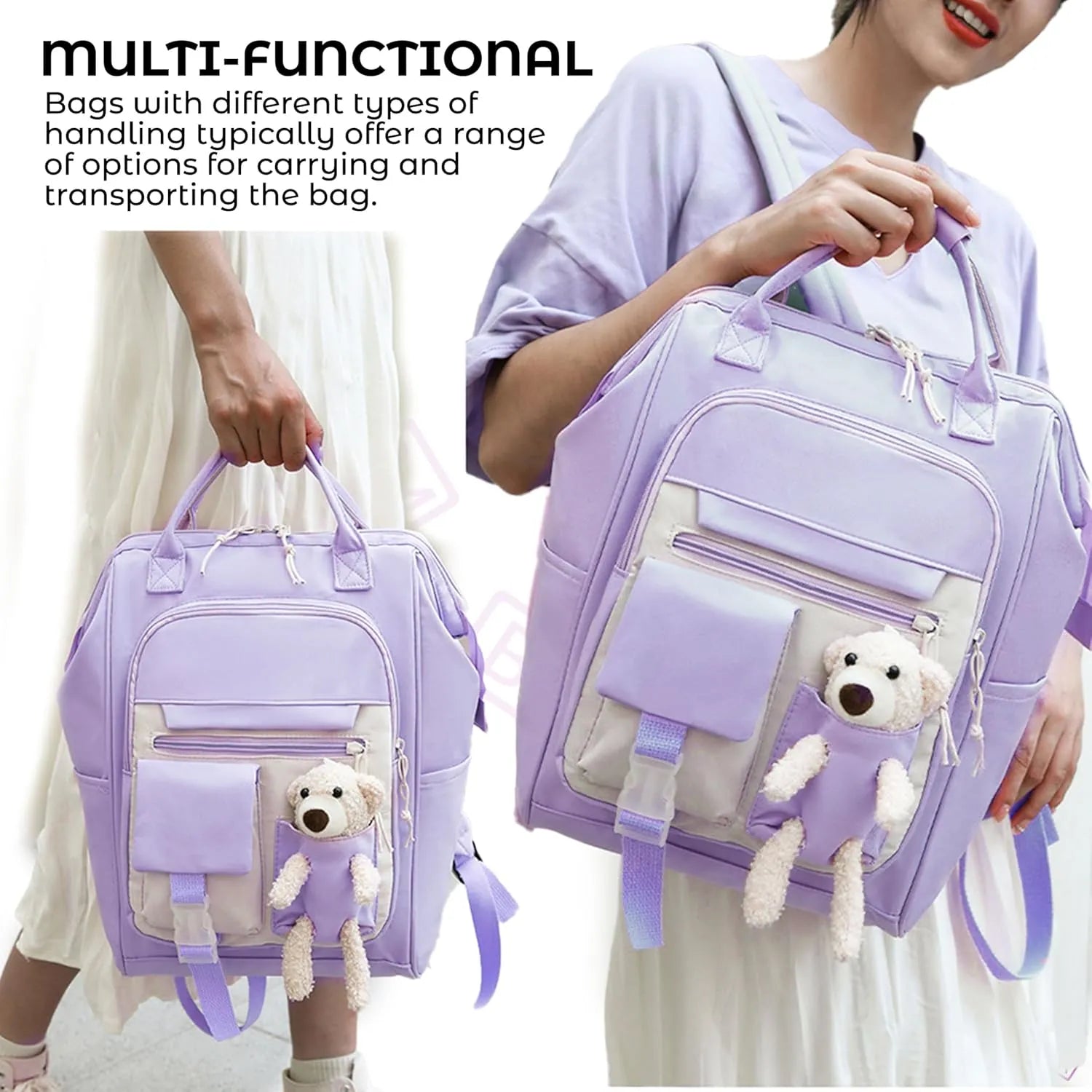 Pastel Kawaii Teddy Bear Backpack