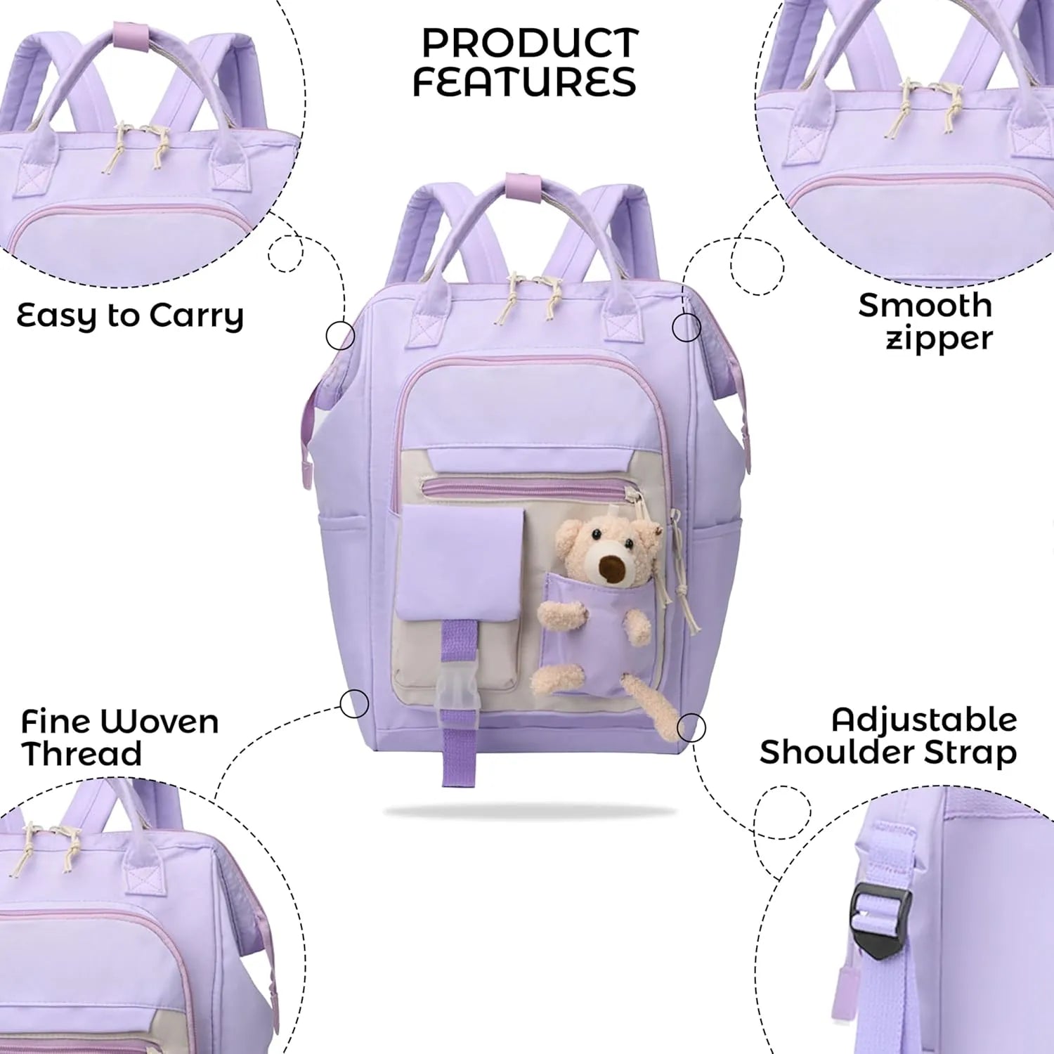 Pastel Kawaii Teddy Bear Backpack