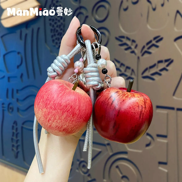 Apple Rhinestone Keychain Hyper Realistic Apple Keychain