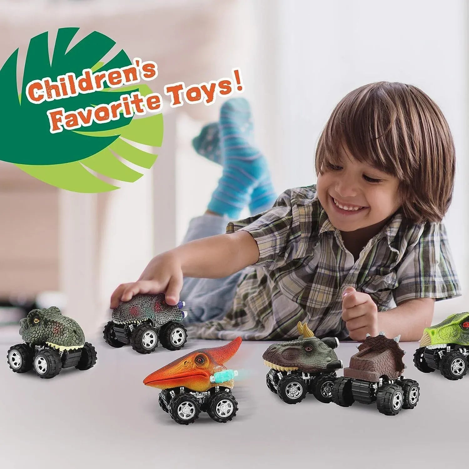 Prehistoric Dinosaur Pull Back Cars (Set of 6)