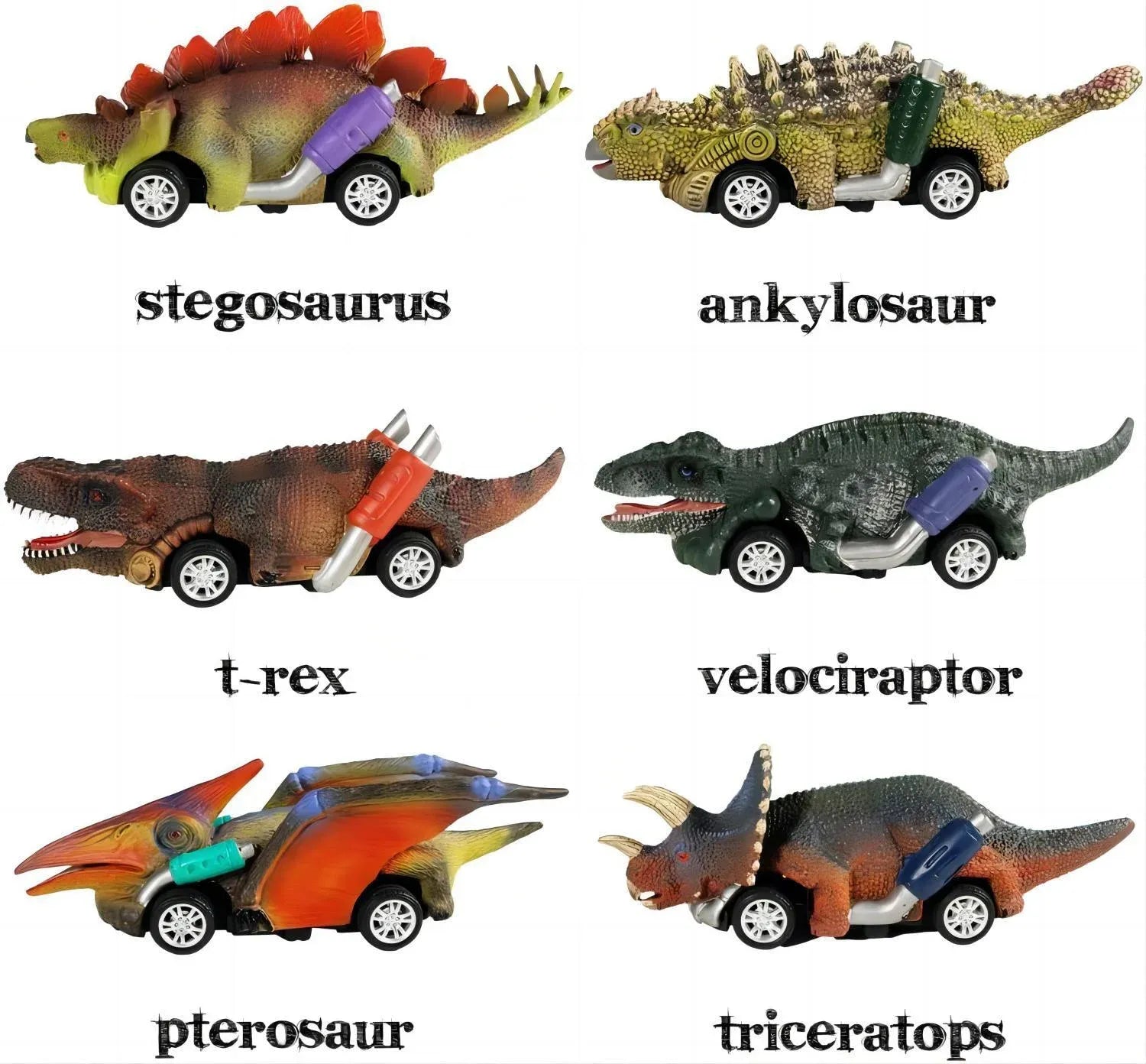 Prehistoric Dinosaur Pull Back Cars (Set of 6)