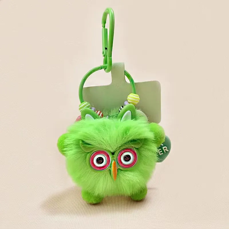 Owl Puff Ball Pom Pom Plush Keychain