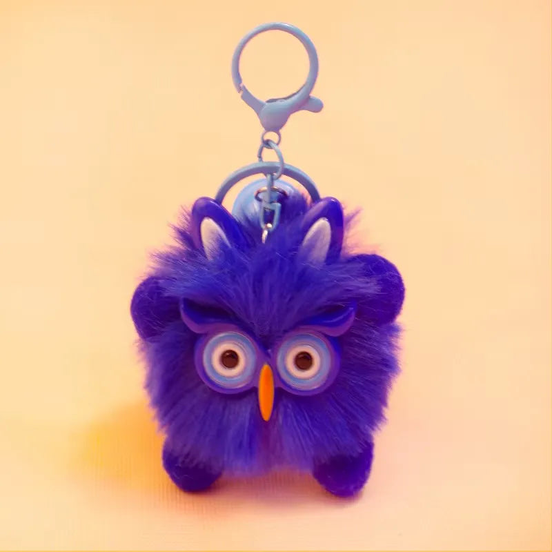 Owl Puff Ball Pom Pom Plush Keychain