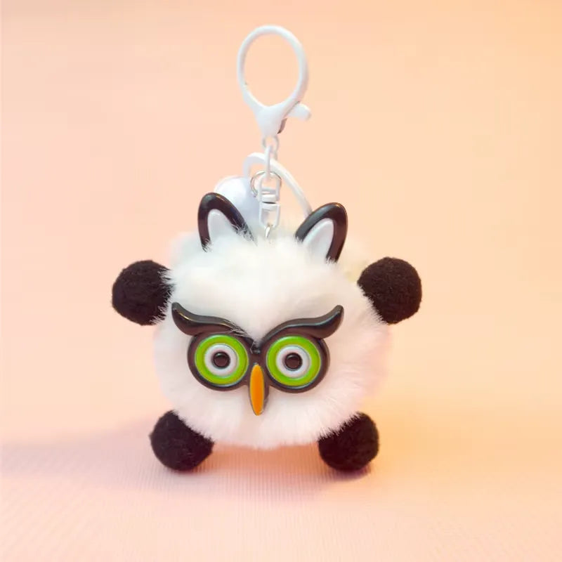 Owl Puff Ball Pom Pom Plush Keychain