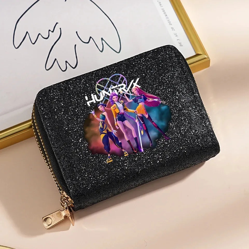 K-Pop Demon Hunters Glitter Compact Zipper Wallet