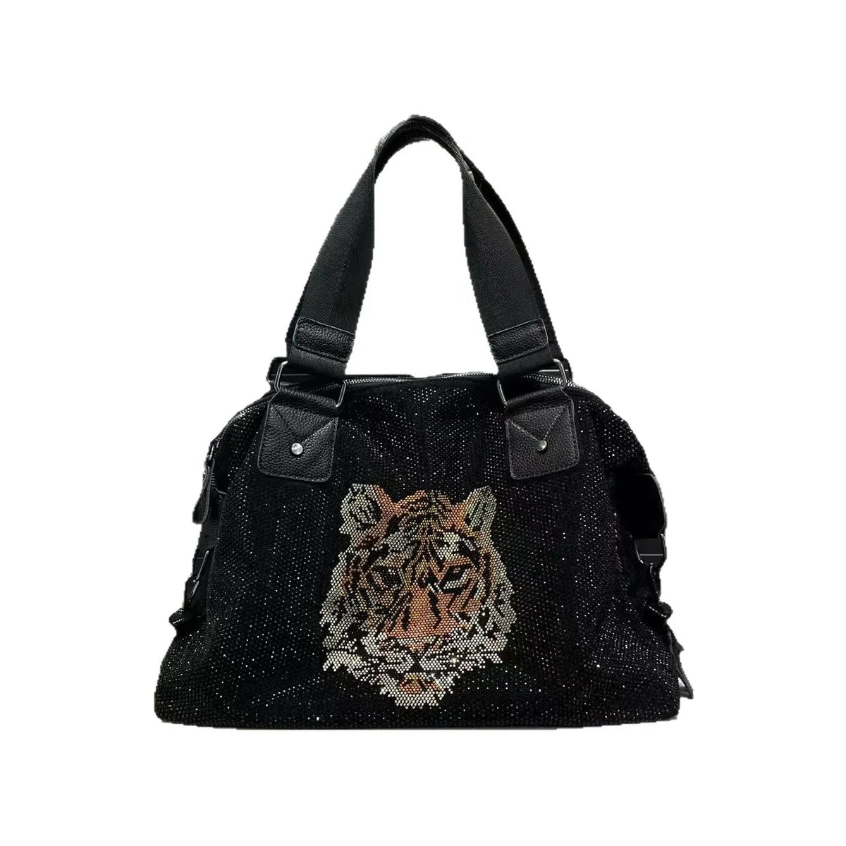Dazzling Rhinestone Tiger Duffel Tote
