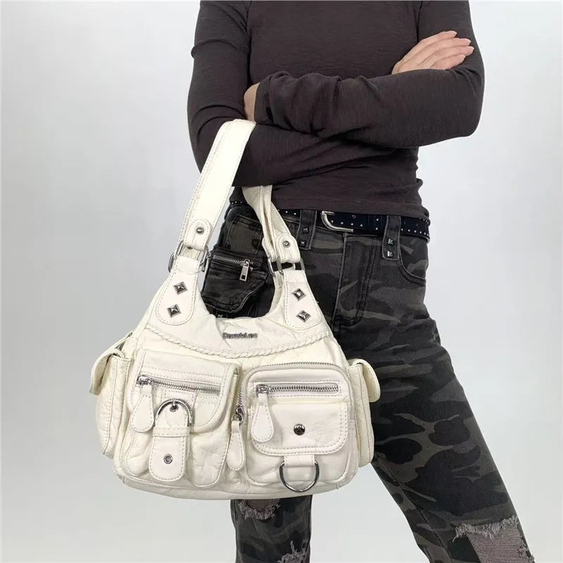 Vintage Y2K Washed Faux Leather Grunge Bag