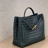 BotVena Andiamo Woven Leather Knot Tote Handbag