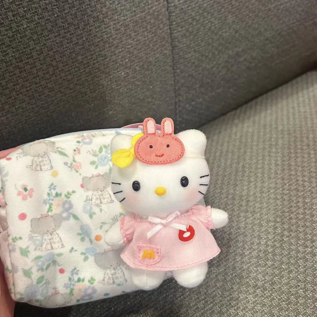 Hello Kitty Pajama Slumber Mask Plush Keychain