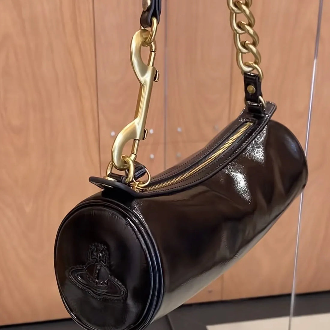 VW Metallic Vegan Leather Cylinder Barrel Bag