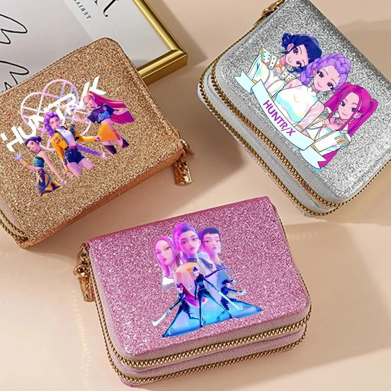 K-Pop Demon Hunters Glitter Compact Zipper Wallet
