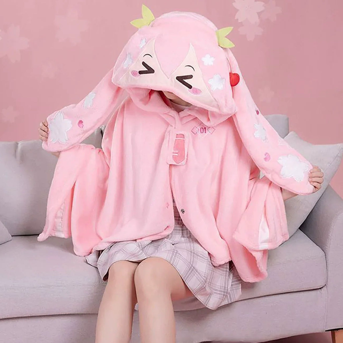Sakura Spring Miku Wearable Hooded Blanket Cloak