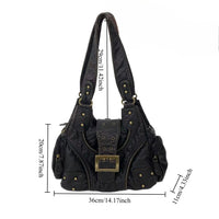 Vintage Washed Faux Leather Grunge Hobo Bag
