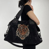 Dazzling Rhinestone Tiger Duffel Tote