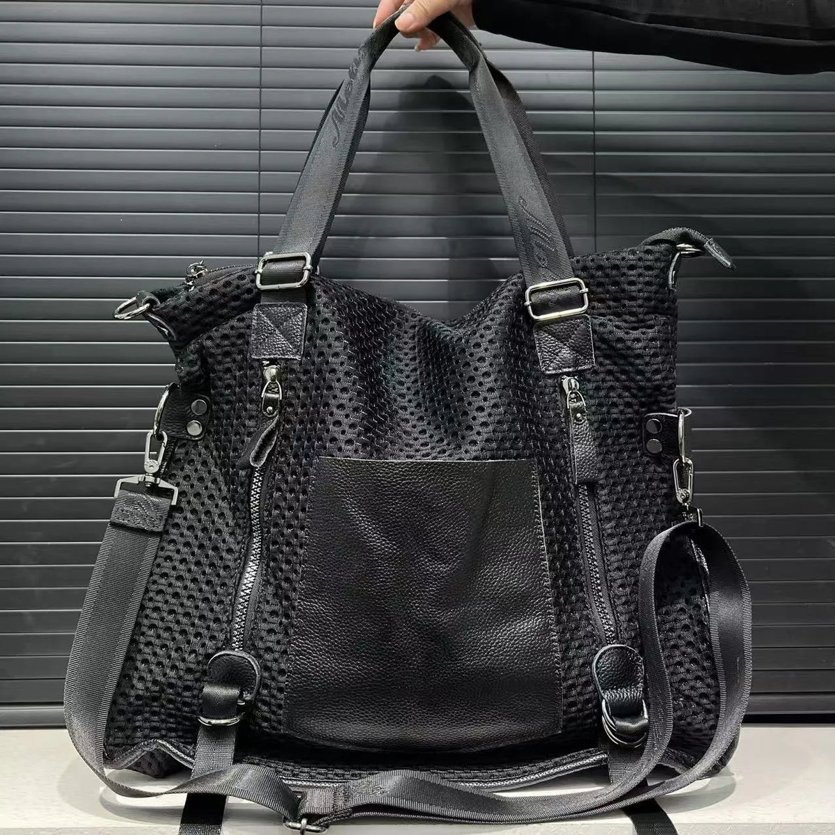 Tactical Mesh Oversized Slouchy Duffel Tote