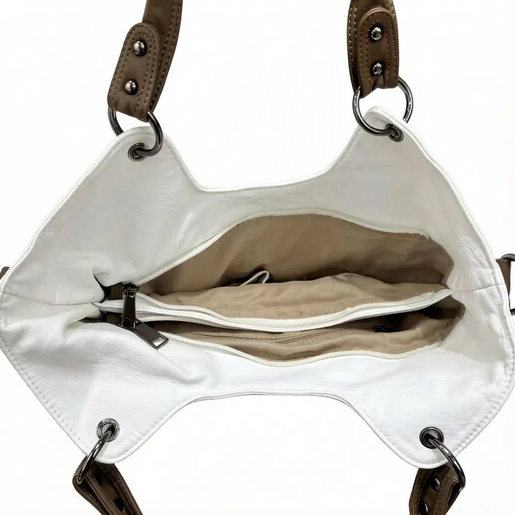 Bohemian Dual-Tone Slouchy Hobo Shoulder Bag