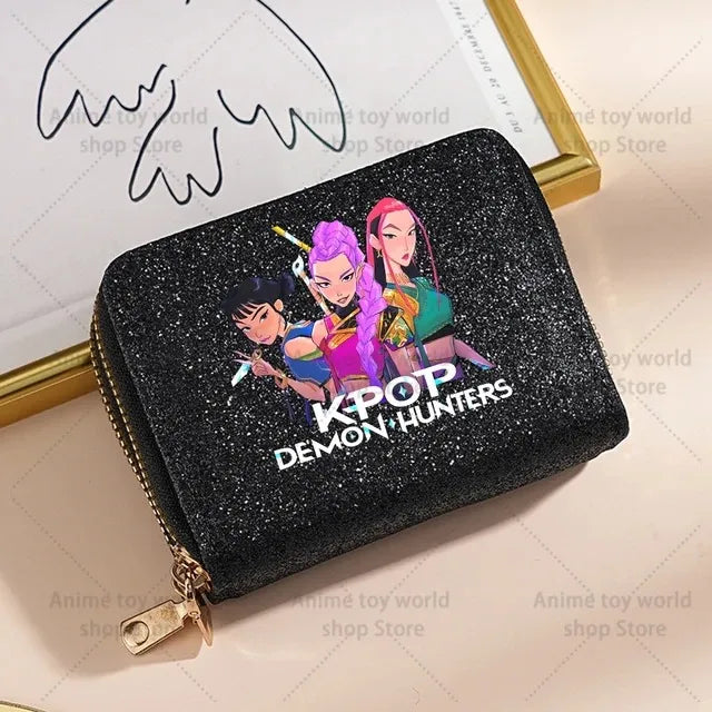 K-Pop Demon Hunters Glitter Compact Zipper Wallet