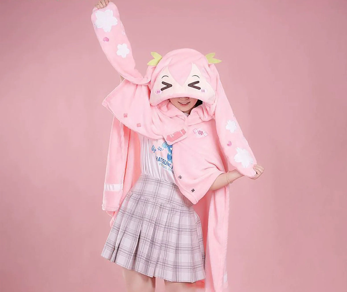 Sakura Spring Miku Wearable Hooded Blanket Cloak