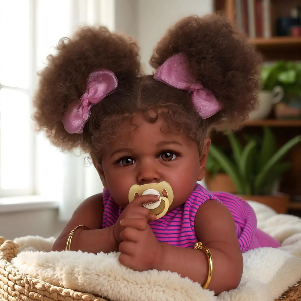 Afro-Puffs Reborn Baby Girl Heirloom Doll