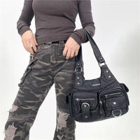 Vintage Y2K Washed Faux Leather Grunge Bag