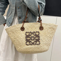 LOVE Anagram Raffia Straw Basket Tote