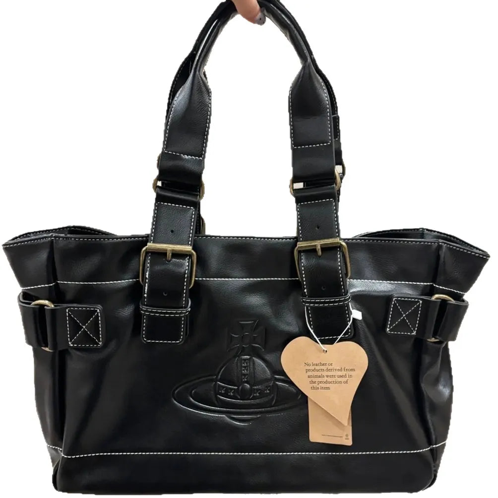 VW Accord Black Vegan Leather Buckled Bag