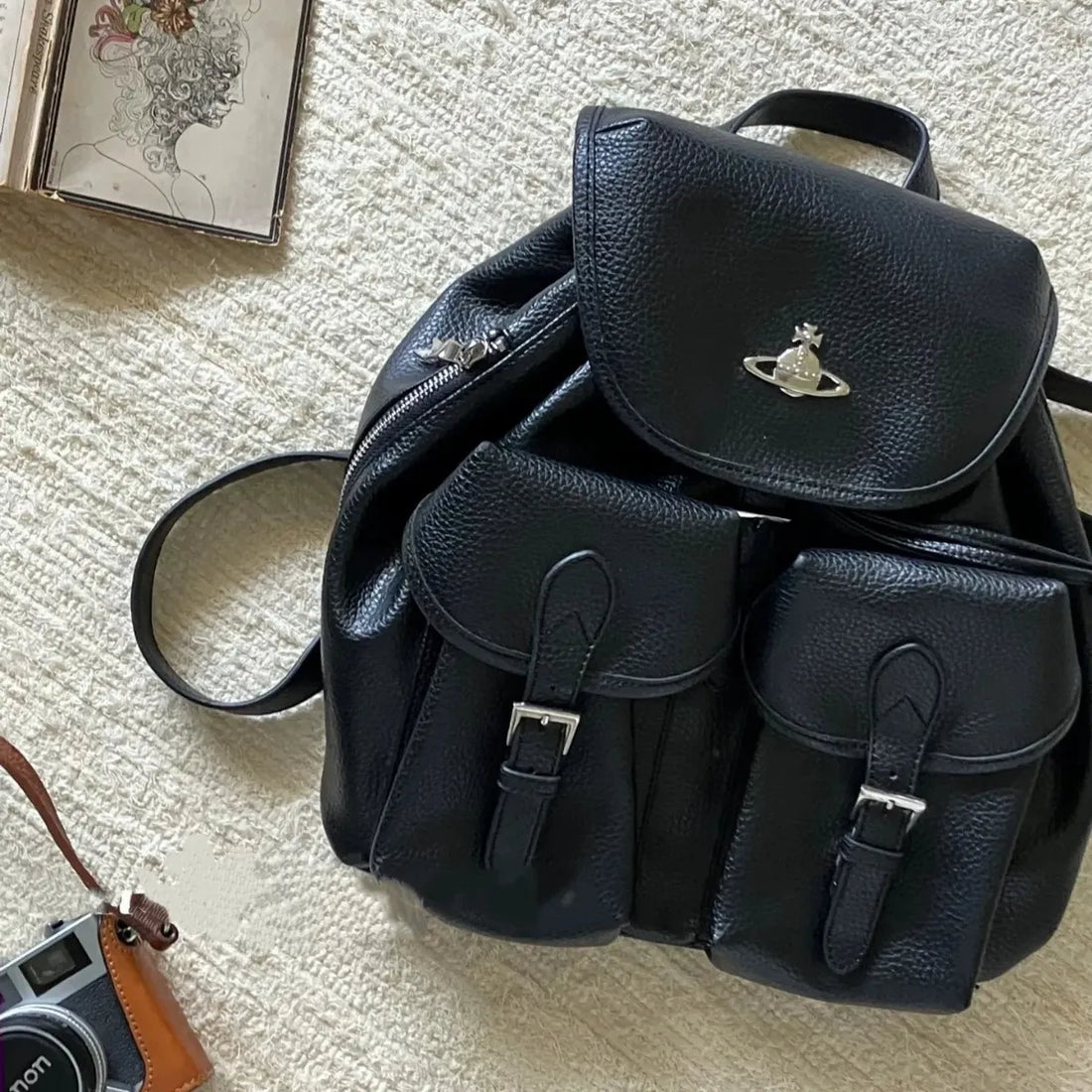 VW Subculture Black Grained Vegan Leather Backpack
