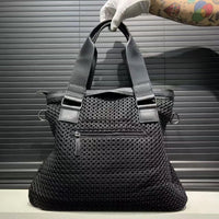 Tactical Black Mesh Vegan Leather Duffel Tote