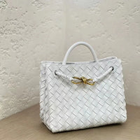 BotVena Andiamo Woven Leather Knot Tote Handbag