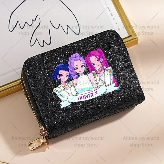 K-Pop Demon Hunters Glitter Compact Zipper Wallet