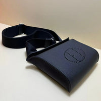 Horse Carriage Perforated Grain Leather Pouch