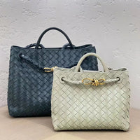 BotVena Andiamo Woven Leather Knot Tote Handbag