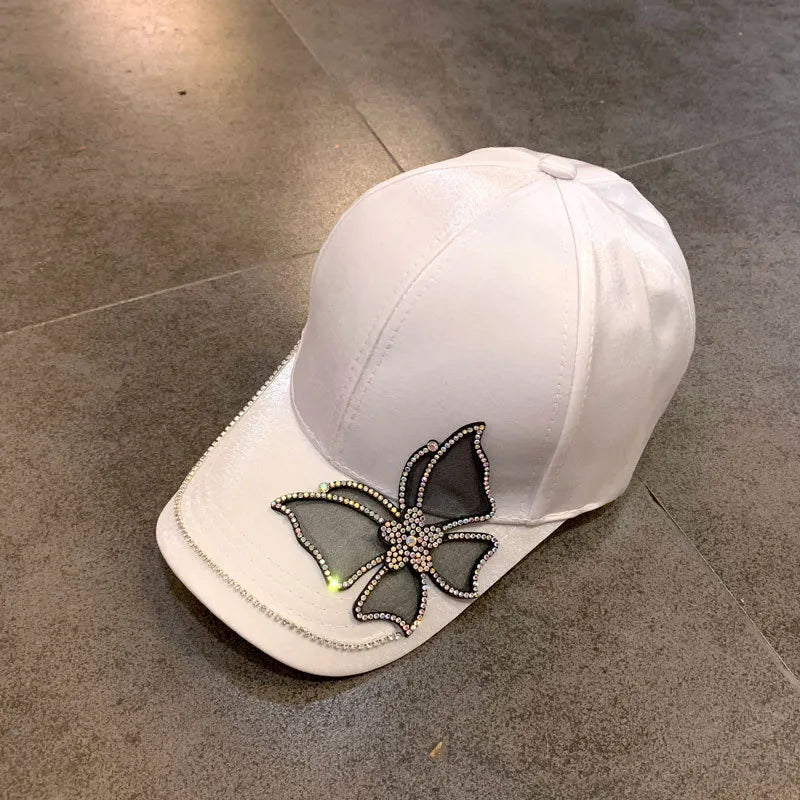Shimmer Satin Butterfly Pavé Crystal Cap