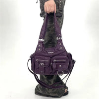 Vintage Y2K Washed Faux Leather Grunge Bag