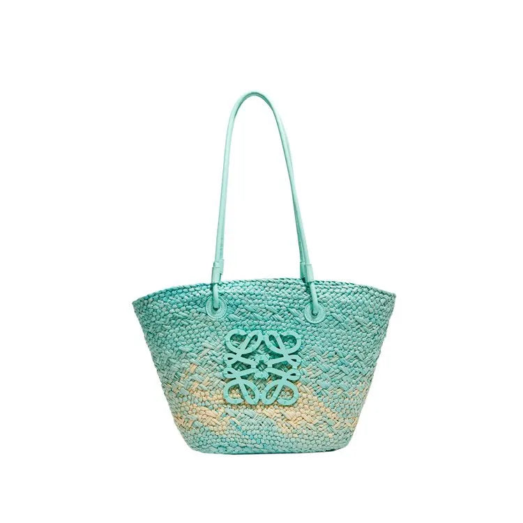 LOVE Anagram Raffia Straw Basket Tote