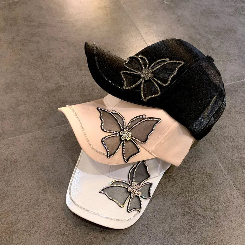 Shimmer Satin Butterfly Pavé Crystal Cap