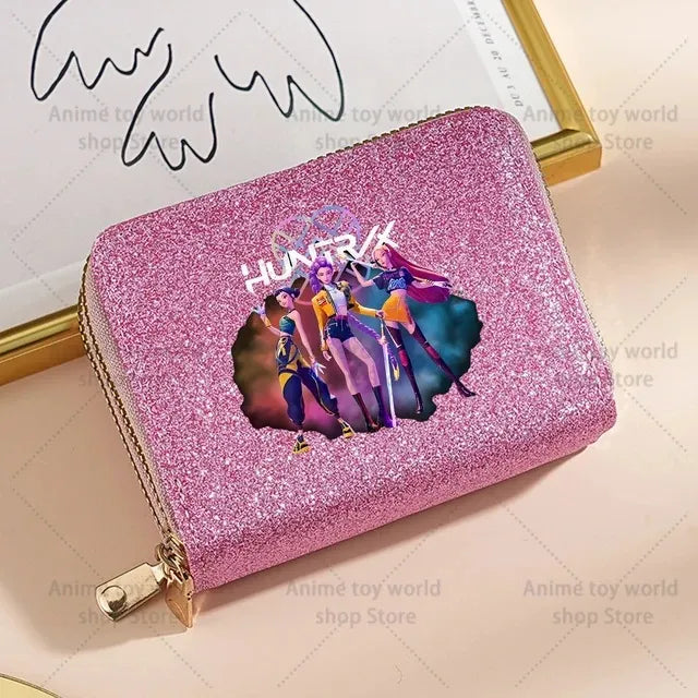 K-Pop Demon Hunters Glitter Compact Zipper Wallet