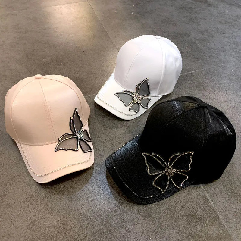 Shimmer Satin Butterfly Pavé Crystal Cap