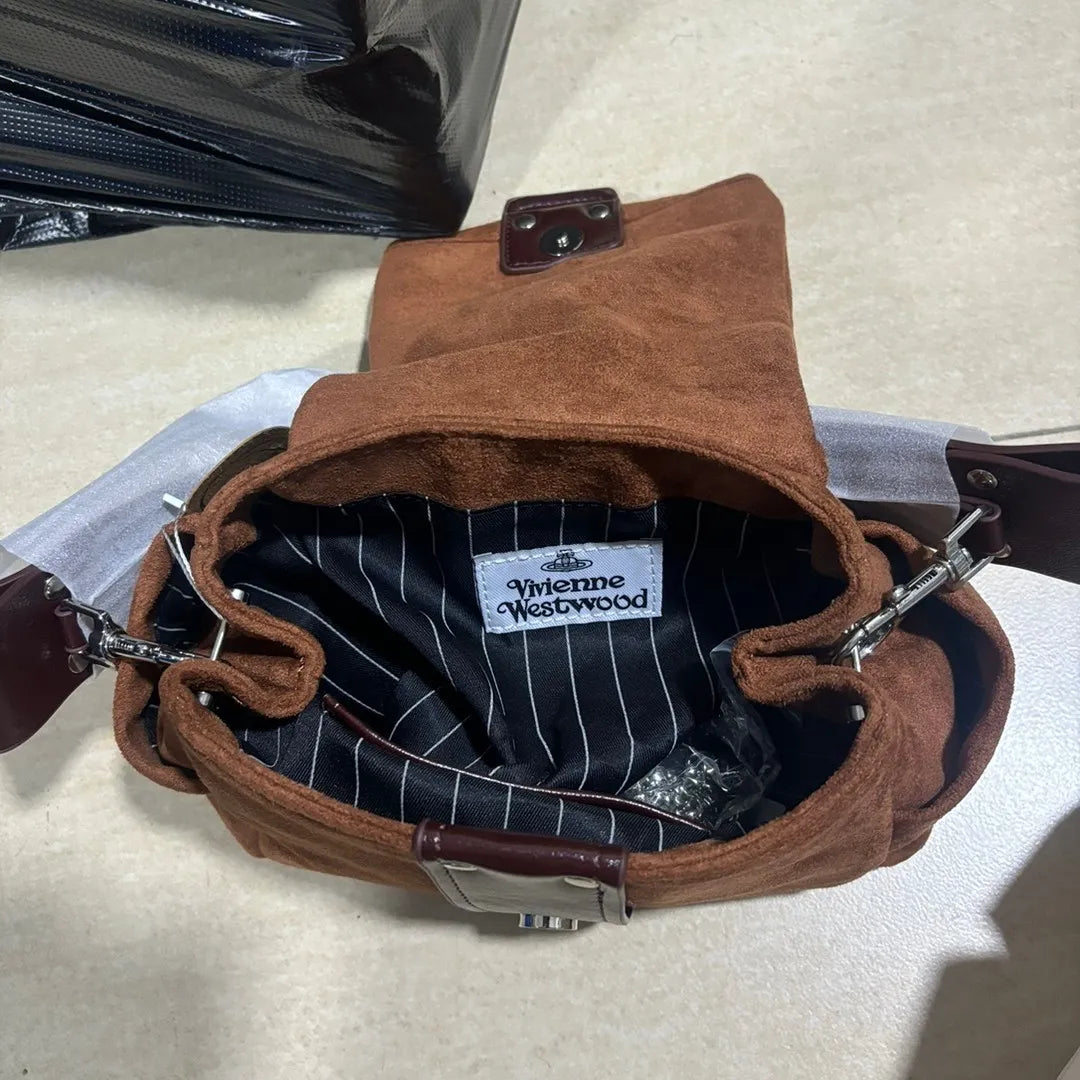 Punk Gothic Suede and Leather Shoulder Bag