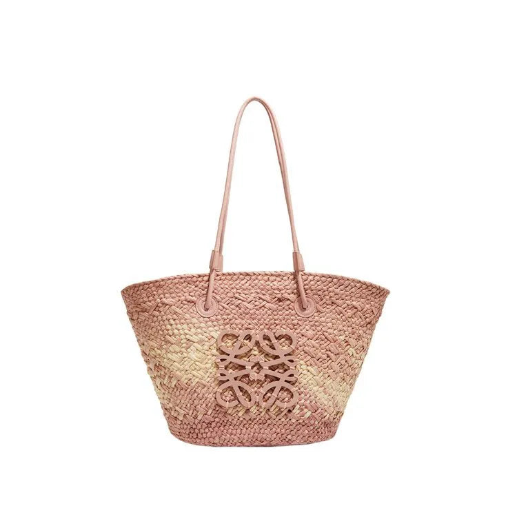 LOVE Anagram Raffia Straw Basket Tote