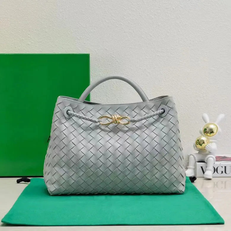 BotVena Andiamo Woven Leather Knot Tote Handbag