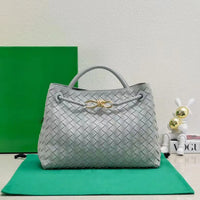 BotVena Andiamo Woven Leather Knot Tote Handbag