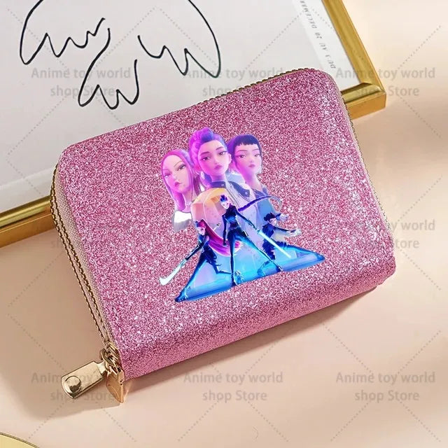 K-Pop Demon Hunters Glitter Compact Zipper Wallet