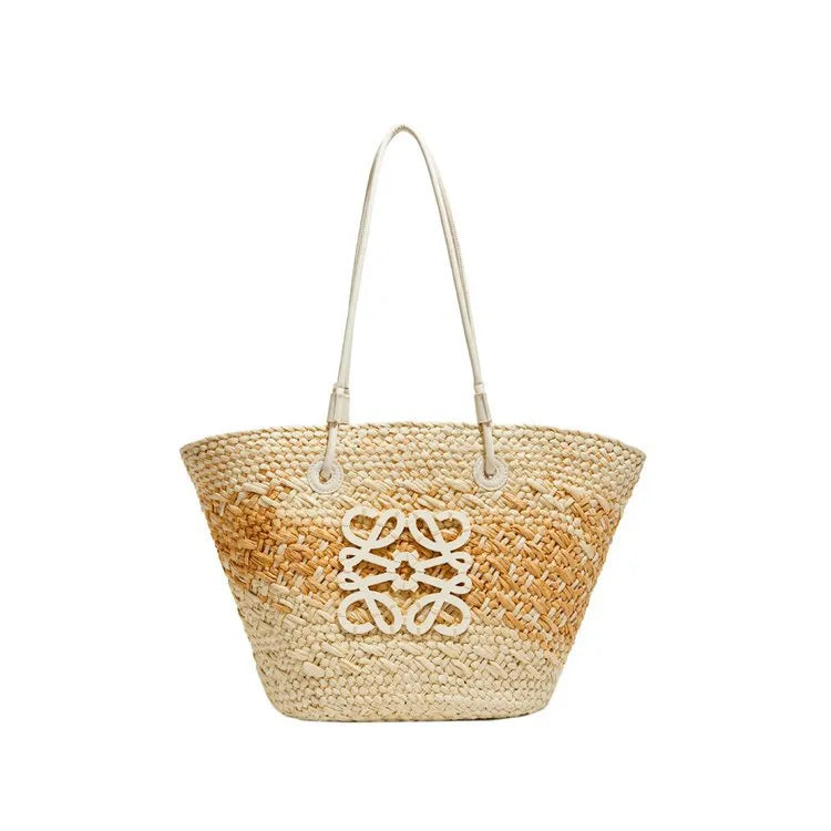 LOVE Anagram Raffia Straw Basket Tote