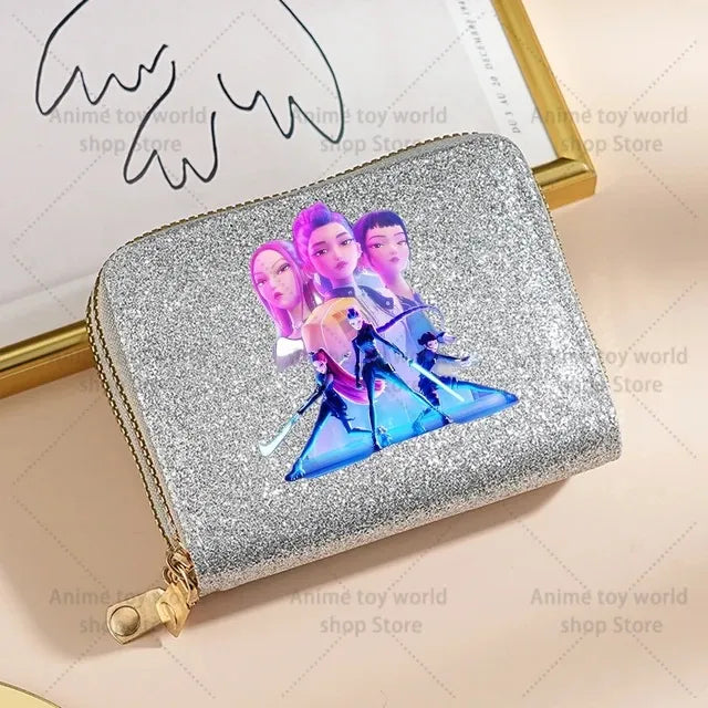 K-Pop Demon Hunters Glitter Compact Zipper Wallet