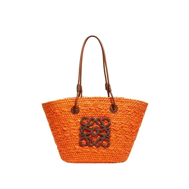 LOVE Anagram Raffia Straw Basket Tote