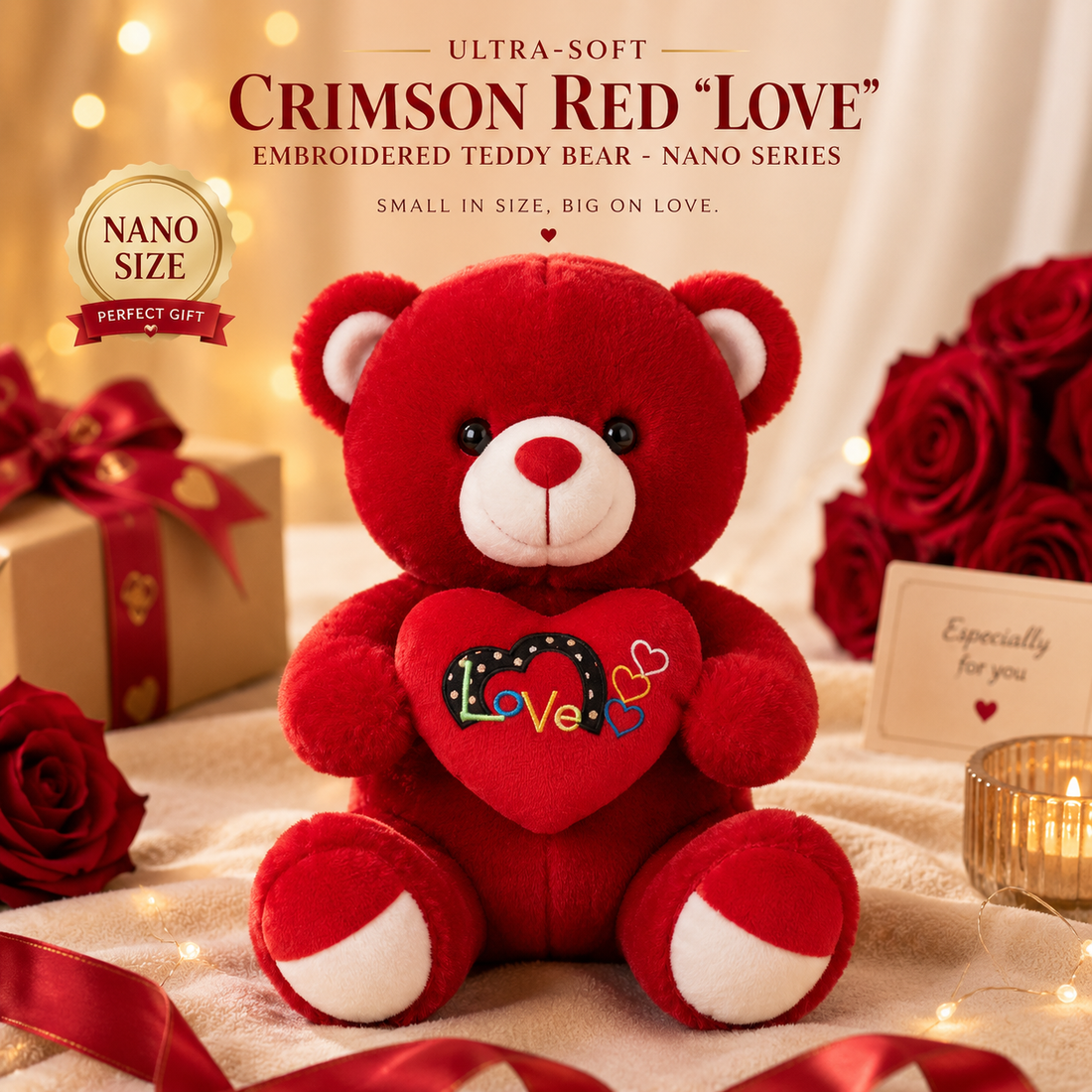 Crimson Love Teddy Bear Plush (40 cm) - Bear Hugs