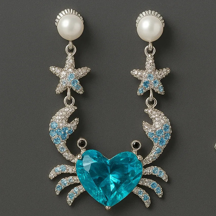 Ocean Treasure Crystal Crab Earrings