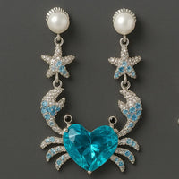 Ocean Treasure Crystal Crab Earrings