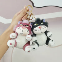 Cute Disney Angry Cat Plush Keychain